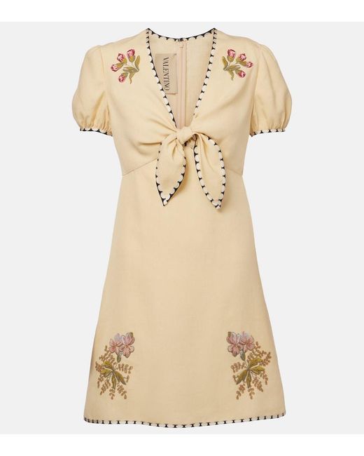 Valentino Natural Floral Embroidered Minidress