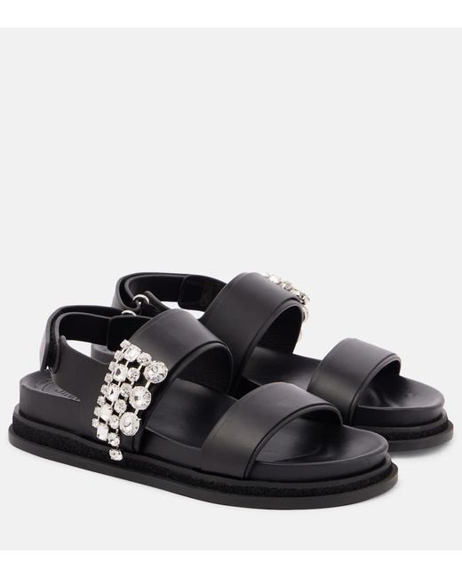 Jimmy Choo Black Verity Embellished Leather Sandals