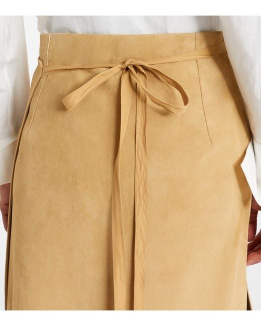 The Row Natural Danas Suede Wrap Skirt