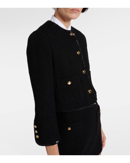 Miu Miu Black Cropped Wool-blend Tweed Jacket