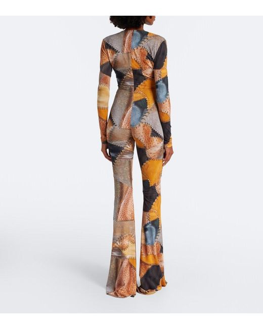 Roberto Cavalli Brown Trompe L'Oil Flared Jumpsuit