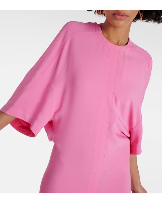 Vestido largo fruncido Stella McCartney de color Pink
