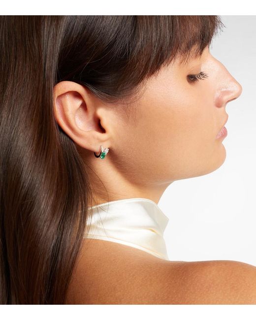 Repossi Blue Serti Sur Vide 18Kt Single Earring With Diamonds And Emerald