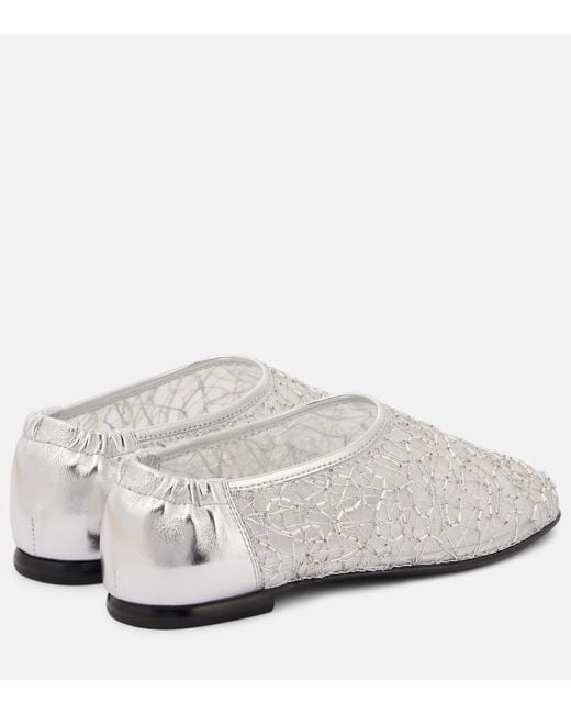 Jonathan Simkhai White Eden Metallic Lace Ballet Flats