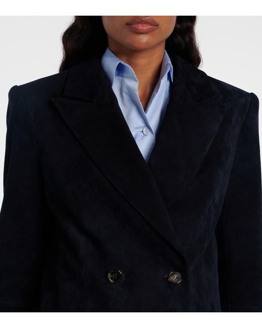 Stouls Blue Suede Double-Breasted Blazer
