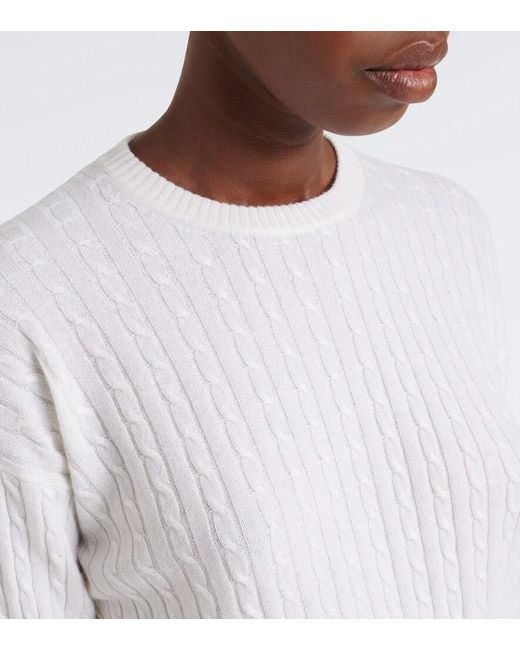 Eleventy White Cable-Knit Cashmere Sweater