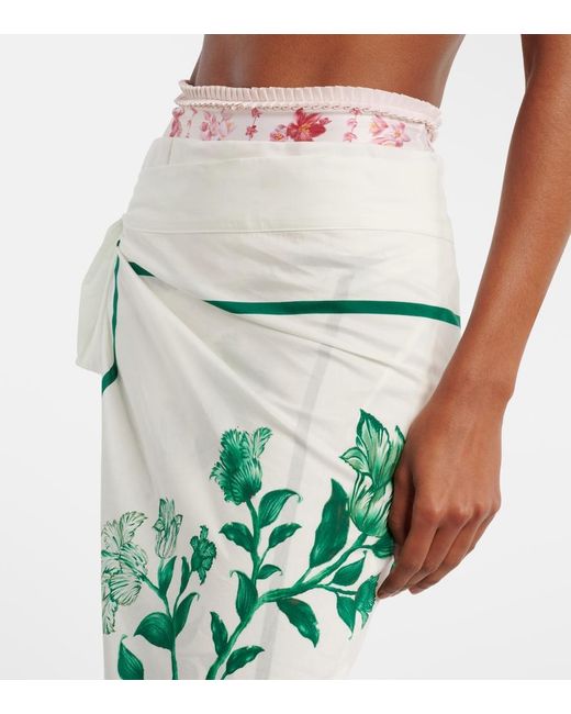 Agua Bendita Green Lavanda Floral Cotton And Silk Beach Cover-Up