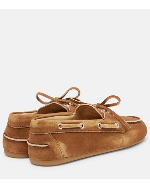 Miu Miu Brown Suede Boat Shoes
