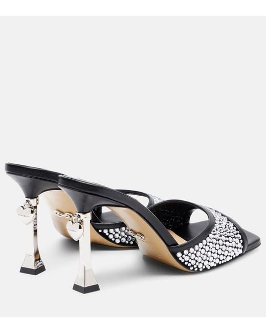 Mach & Mach Metallic Puffy Heart Ring 95 Leather Mules