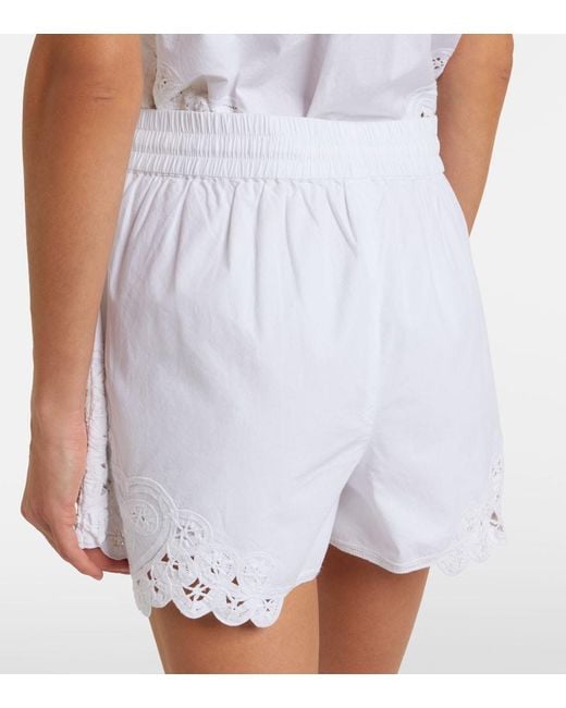 Veronica Beard White Vivaldi Embroidered Cotton Shorts