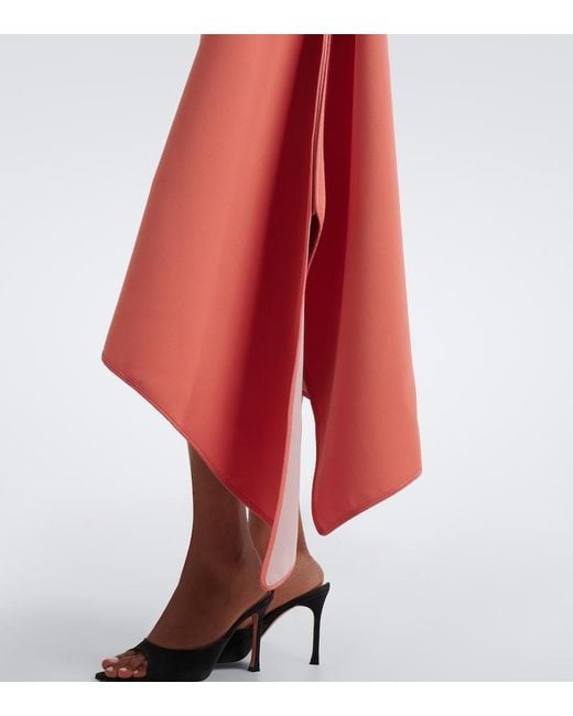 Maticevski Pink Lash Draped Asymmetric Midi Dress
