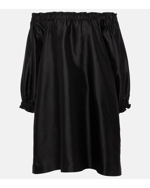 Max Mara Black Lepre Off-Shoulder Silk And Cotton Minidress