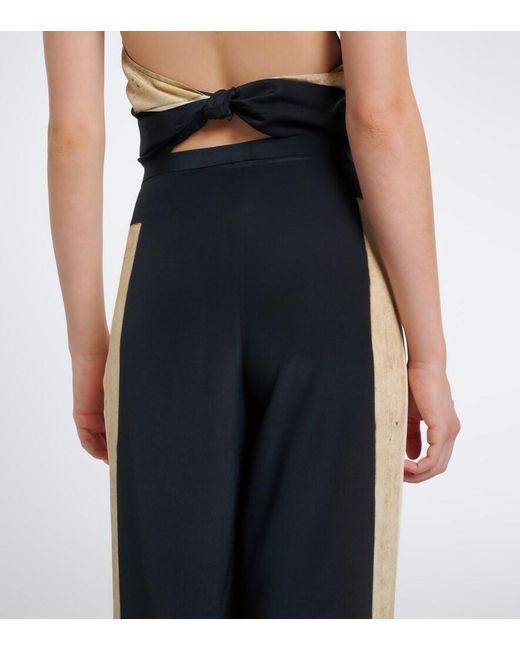 Sir Blue Sona Silk Wide-Leg Pants