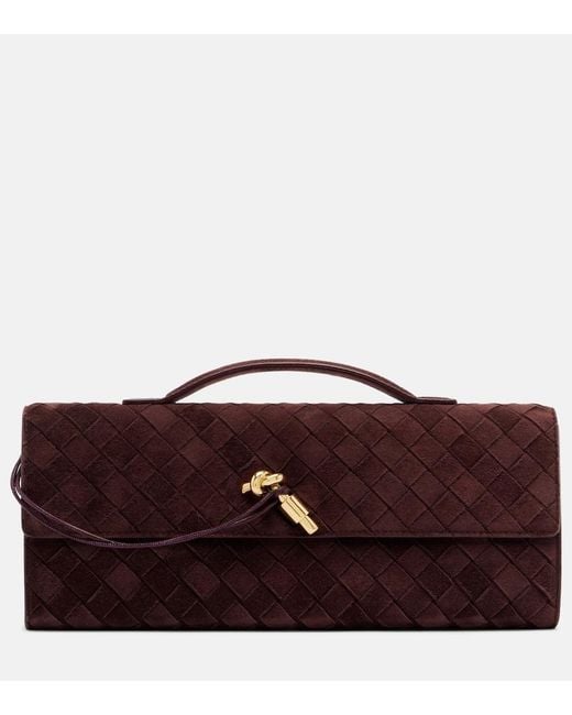 Bottega Veneta Red Andiamo Suede Clutch