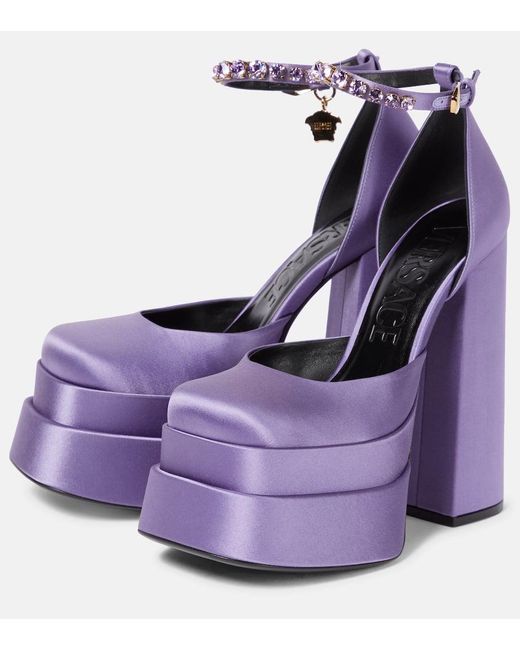 Medusa Aevitas embellished platform sandals in purple - Versace, Mytheresa