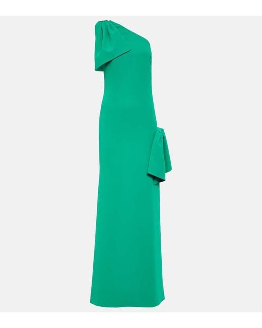 Vestido de fiesta drapeado de un hombro Elie Saab de color Green