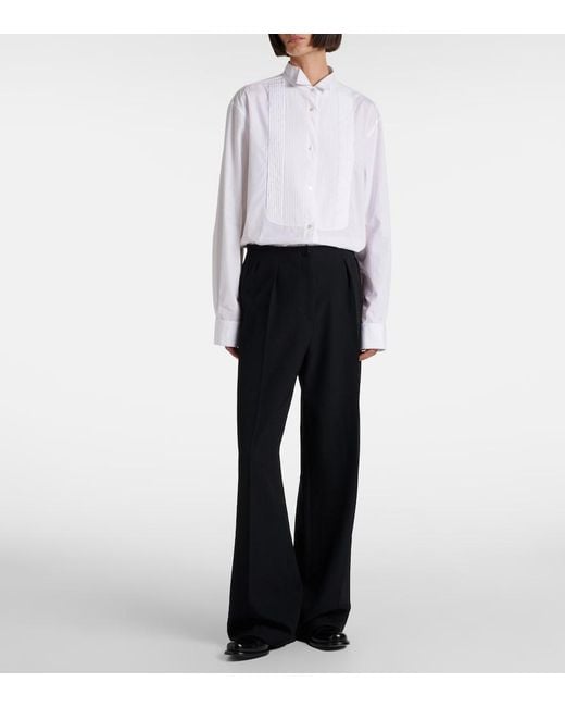 The Row Blue Felicita Wool Twill Wide-Leg Pants