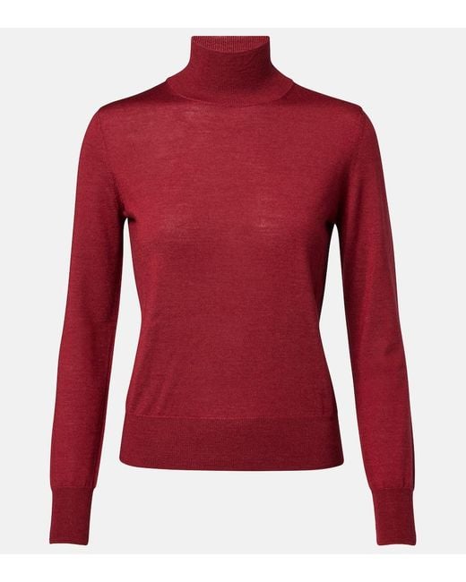 Carolina Herrera Red Turtleneck Virgin Wool And Silk Sweater