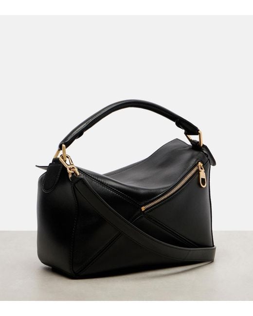 Loewe Black Featherlight Puzzle Large Leather Top-Handle Bag