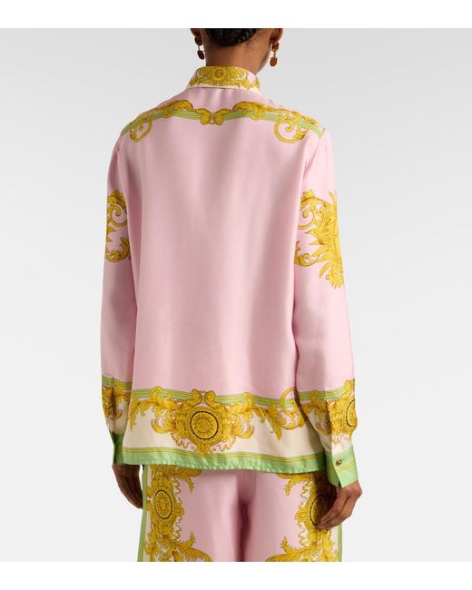Versace Yellow Printed Silk Twill Shirt