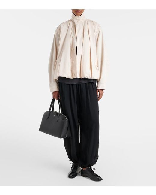 Lemaire Natural Pleated Cotton Satin Jacket