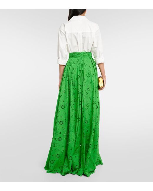 Falda larga de punto calado de algodon Carolina Herrera de color Green