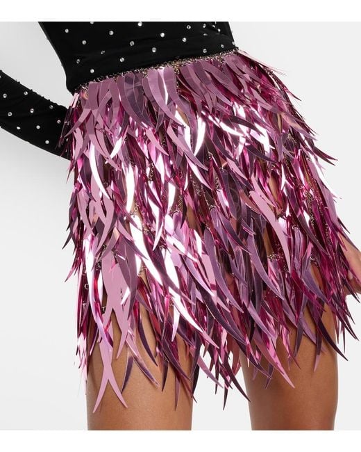 Rabanne Metallic Feathers Mini Skirt