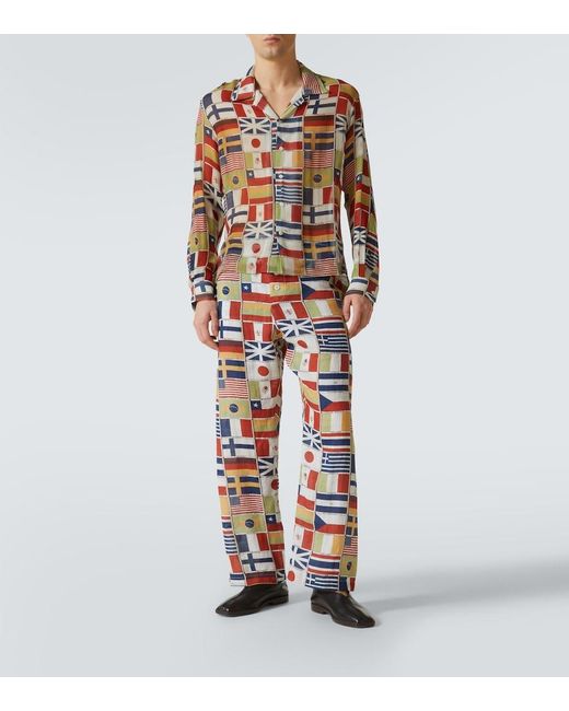Bode Multicolor International Printed Silk Shirt for men