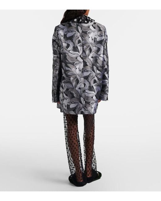 Dries Van Noten Blue Polka-Dot Mesh Slim Pants