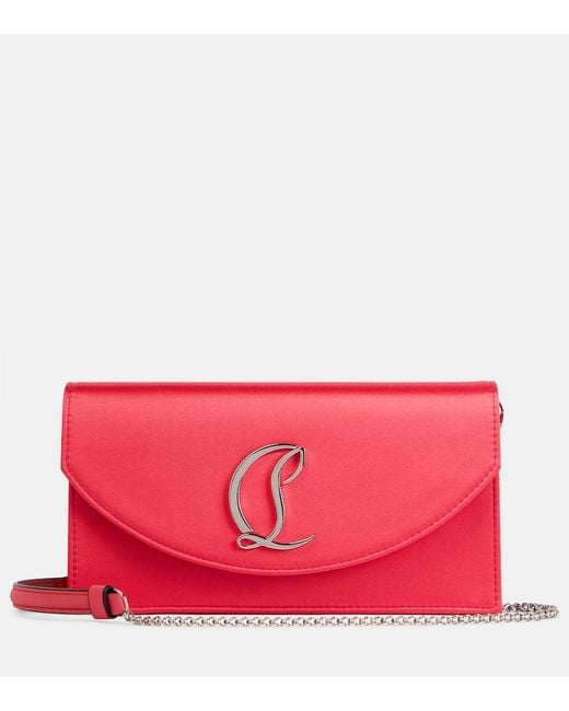 Christian Louboutin Red Small Logo Crepe Satin Clutch