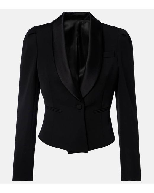 Alexander McQueen Black Cropped Wool Blazer