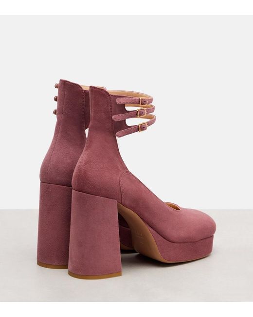 Chloé Purple Loti 100 Suede Platform Pumps