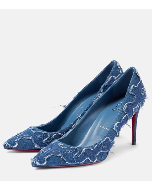 Christian Louboutin Blue Kate 85 Denim Pumps