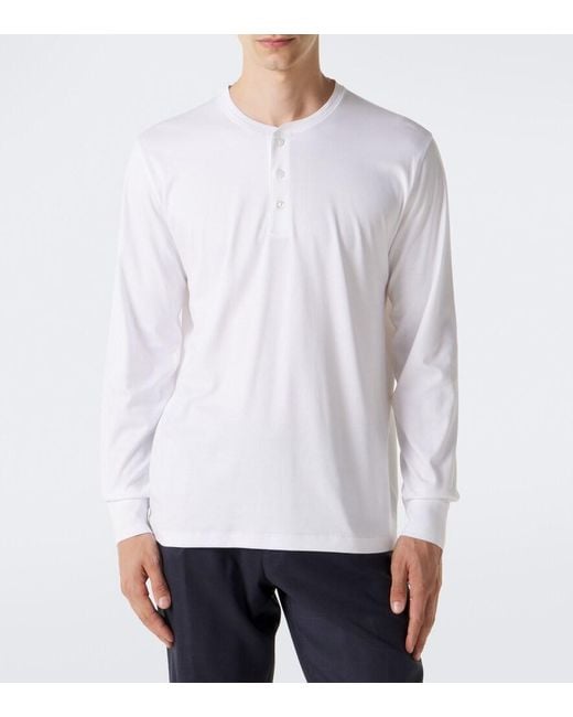 Ralph Lauren White Cotton Jersey Henley Shirt for men