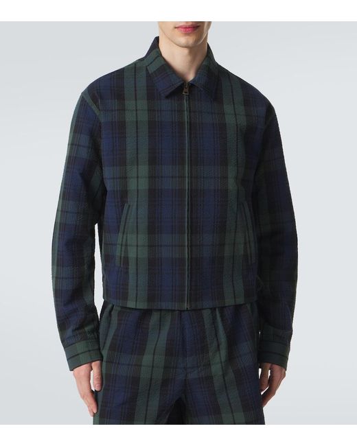 J.W. Anderson Blue Checked Cotton Seersucker Blouson Jacket for men