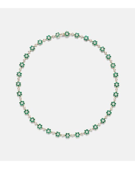 Anita Ko Metallic Flora Small 18Kt Choker With Emeralds And Diamonds