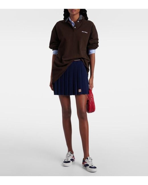 Miu Miu Blue Gymnasium Leather-Trimmed Sneakers