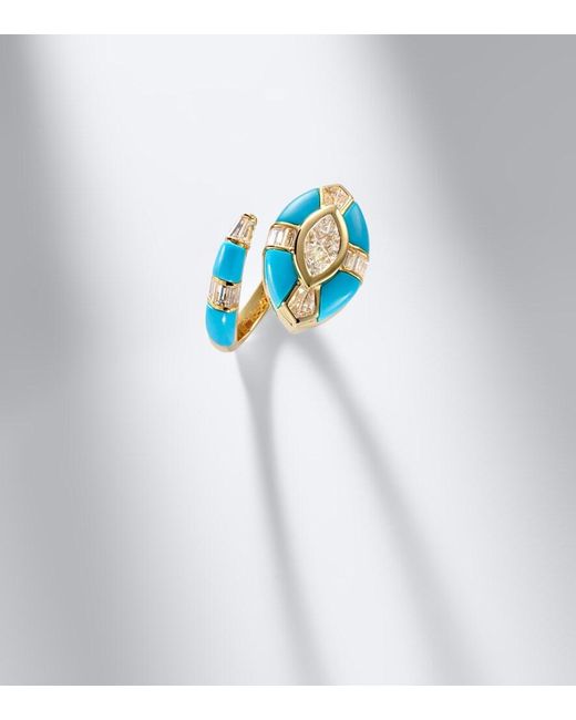 SHAY Blue Riviera 18Kt Pinky Ring With Diamonds And