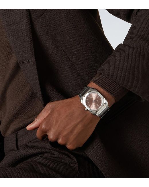 BVLGARI Gray Octo Finissimo Stainless Steel Watch for men