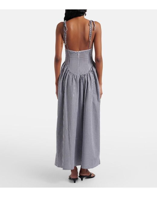 Bananhot Gray Paloma Gingham Cotton Poplin Maxi Dress