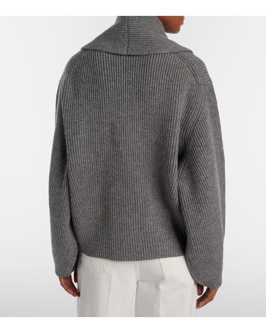 Totême Gray Wool-Blend Cardigan