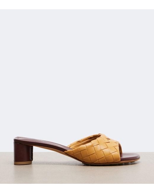 Bottega Veneta Brown Parco Intrecciato Leather Mules