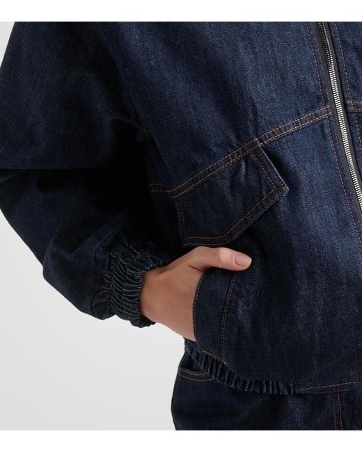 Magda Butrym Blue Oversized Denim Bomber Jacket