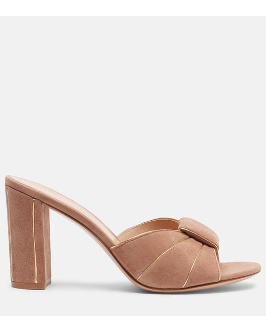 Gianvito Rossi Brown Suede Mules