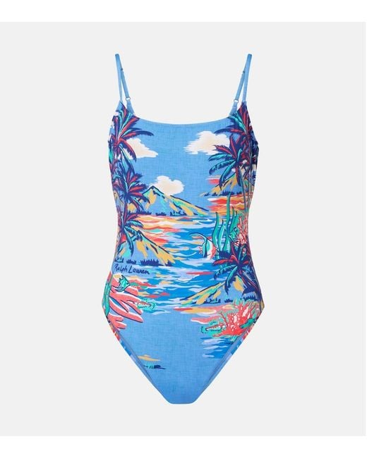 Polo Ralph Lauren Blue Kennedy 1Pc Printed Swimsuit