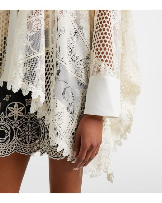 LaDoubleJ White Foulard Cotton-Blend Lace Shirt