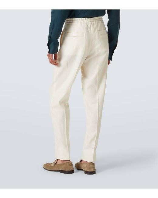 Zegna White Linen Straight Pants for men