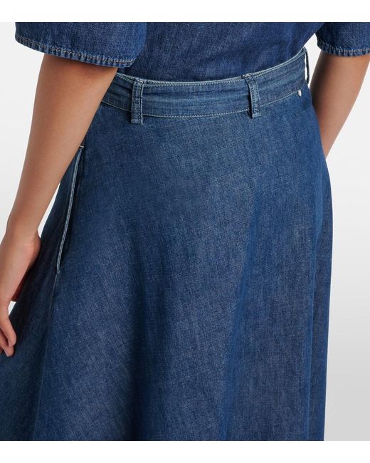 Valentino Blue Chambray Midi Skirt