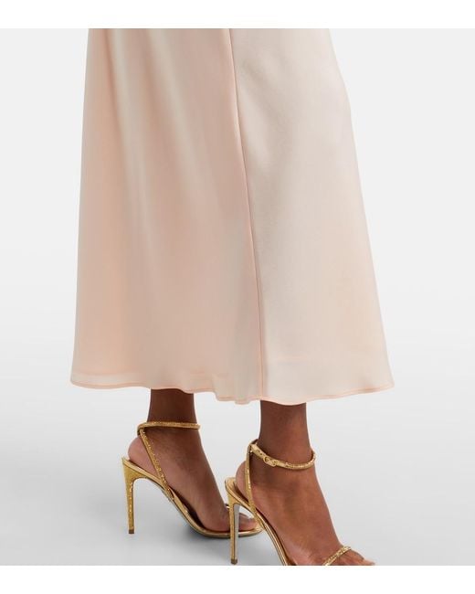 Max Mara Natural Ghiotto Embellished Satin Slip Dress