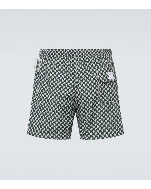 Fedeli Green Madeira Paisley Swim Trunks for men